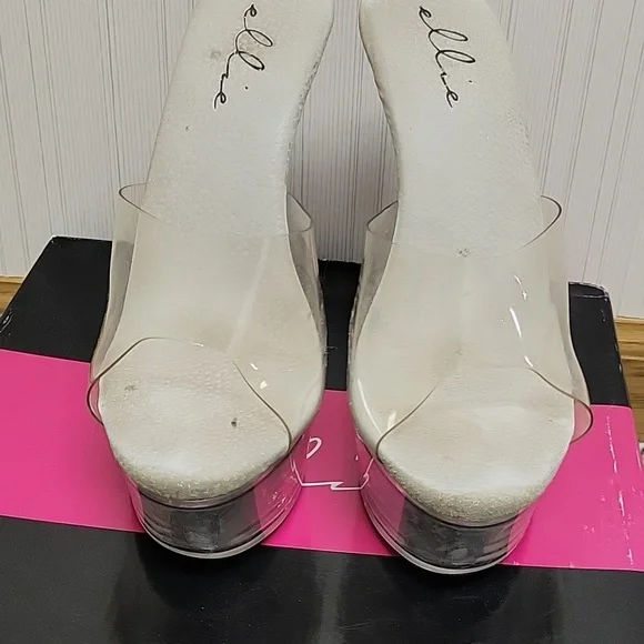 Ellie Vanity Transparent High Heel Platform Shoes Sz 6 Coquette Stripper Sexy - Picture 3 of 5
